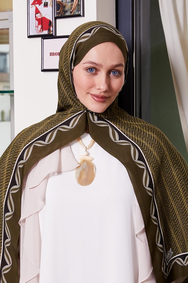 LevidorHaki Labirent Desen Royal Şal