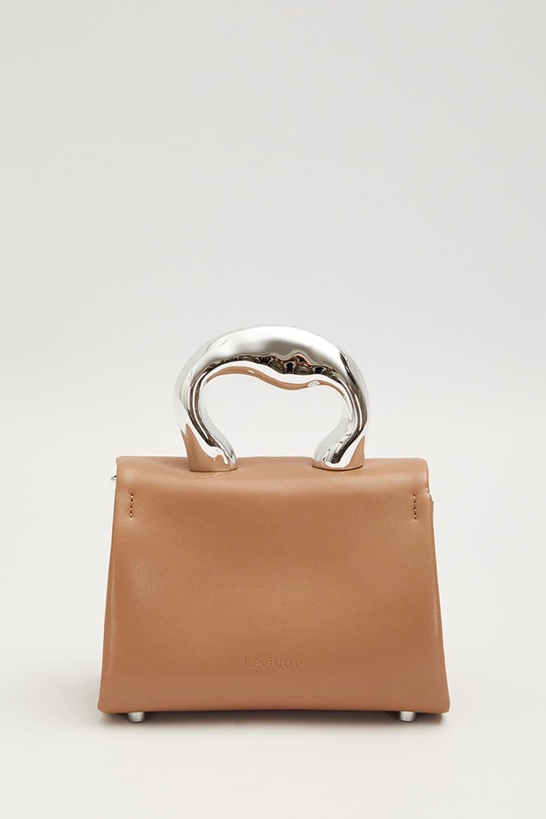 LevidorHaki Metal Aksesuar Tokalı El Çantası