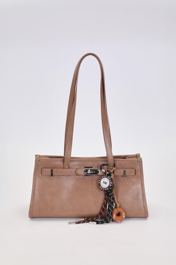 LevidorHaki Metal Kilit Charmlı Omuz Çantası