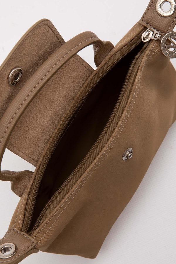 LevidorHaki Mini Boy Deri Kapak Detaylı El Çantası