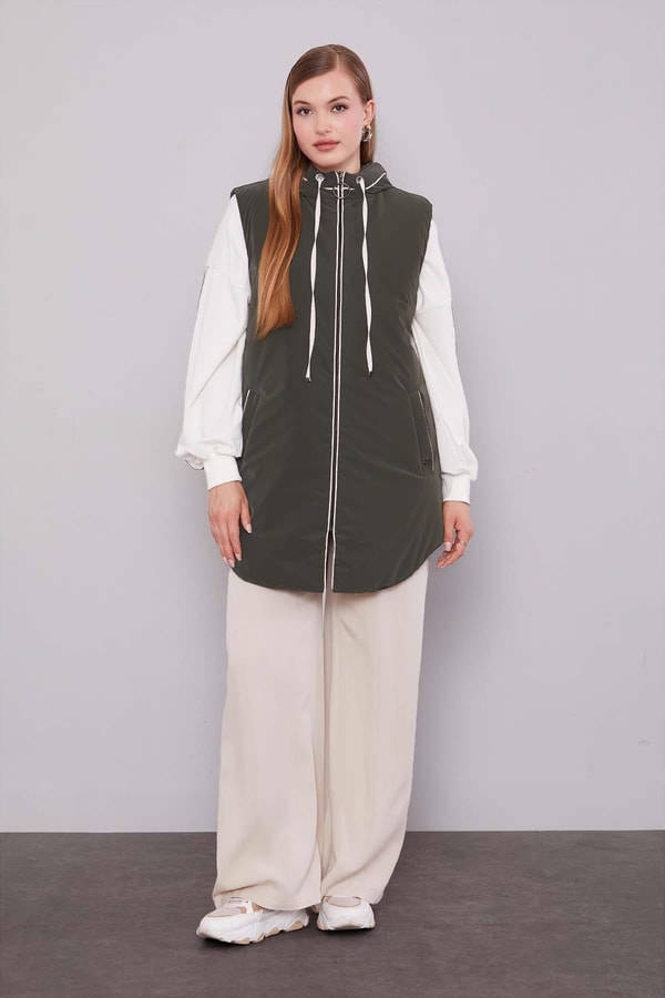 LevidorHaki Şapkalı Şişme Yelek