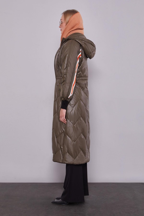 LevidorHaki Şerit Kol Detaylı Şişme Mont