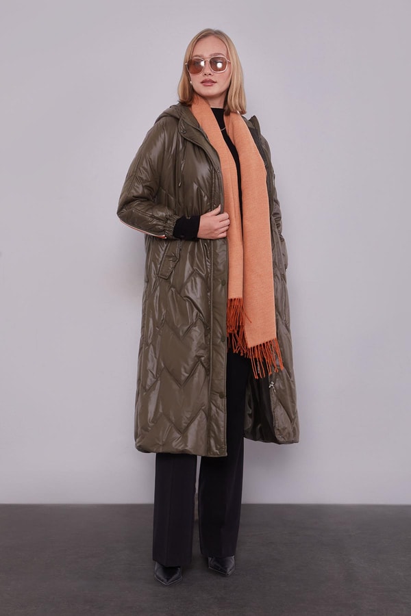 LevidorHaki Şerit Kol Detaylı Şişme Mont