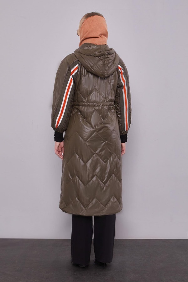 LevidorHaki Şerit Kol Detaylı Şişme Mont