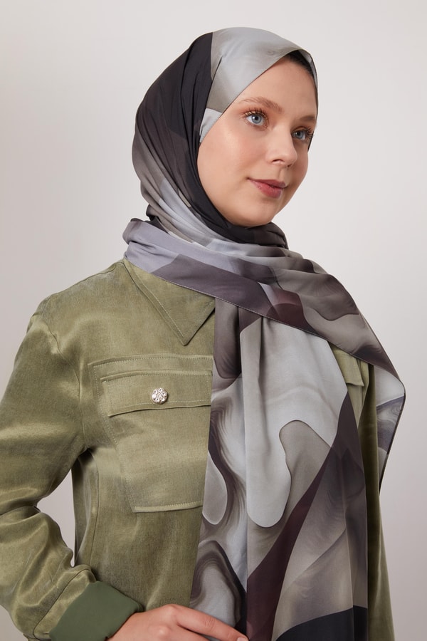 LevidorHaki Soyut Desen Love Şal