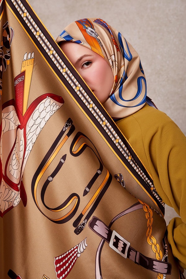 LevidorHaki Twill İpek Eşarp Lunera Koleksiyonu