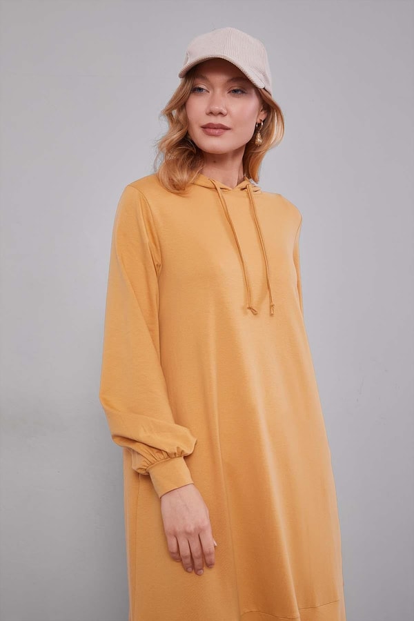 LevidorHardal Kapuşonlu Gizli Cep Detaylı Elbise