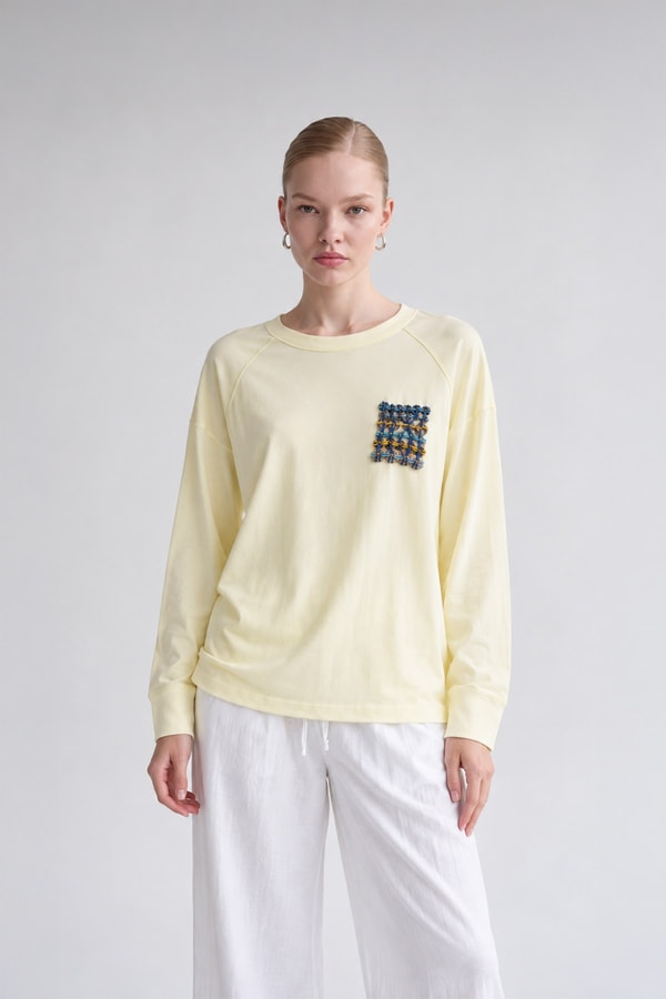 Levidorİki İplik İnce Sweatshirt Açık Sarı
