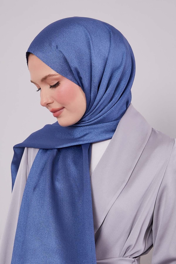 Levidorİndigo Altıgen Desen Diamond Şal