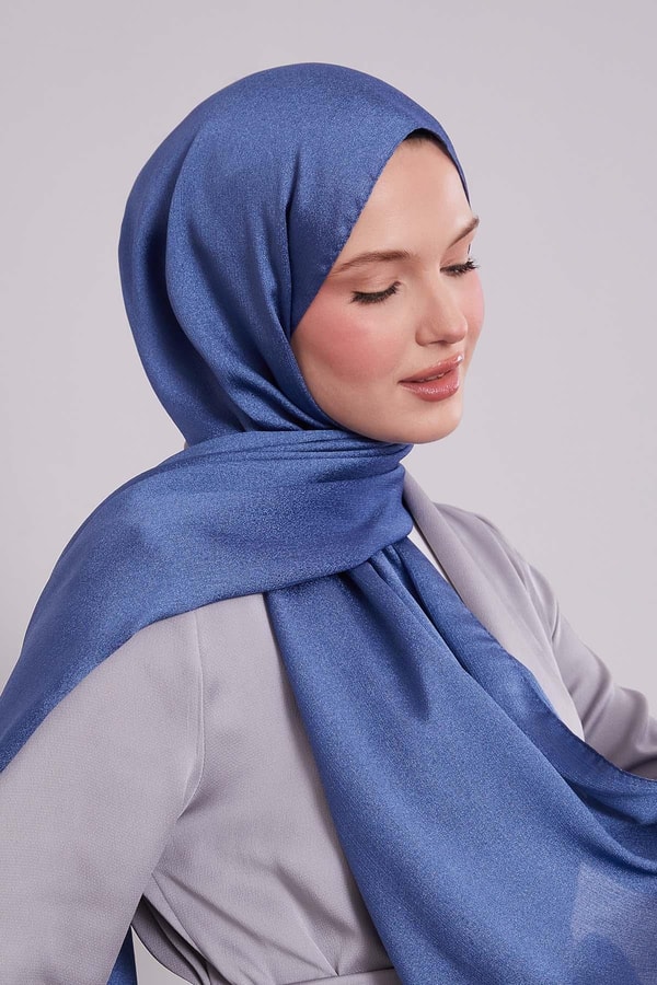 Levidorİndigo Altıgen Desen Diamond Şal