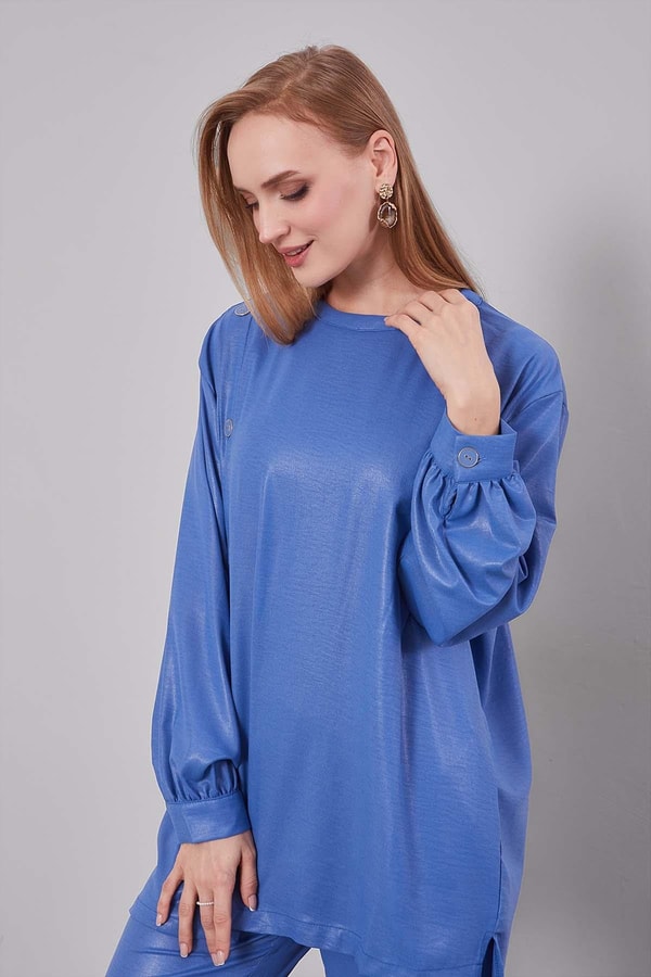 Levidorİndigo Bisiklet Yaka Düğme Detaylı İkili Takım