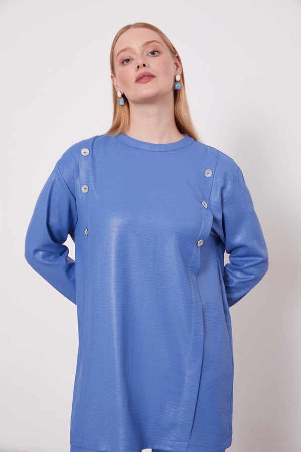 Levidorİndigo Düğme Detaylı Bisiklet Yaka İkili Takım