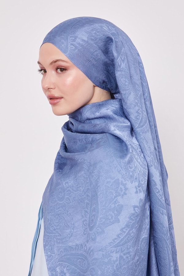 Levidorİndigo Etnik Desen İtalyan Jakar Şal