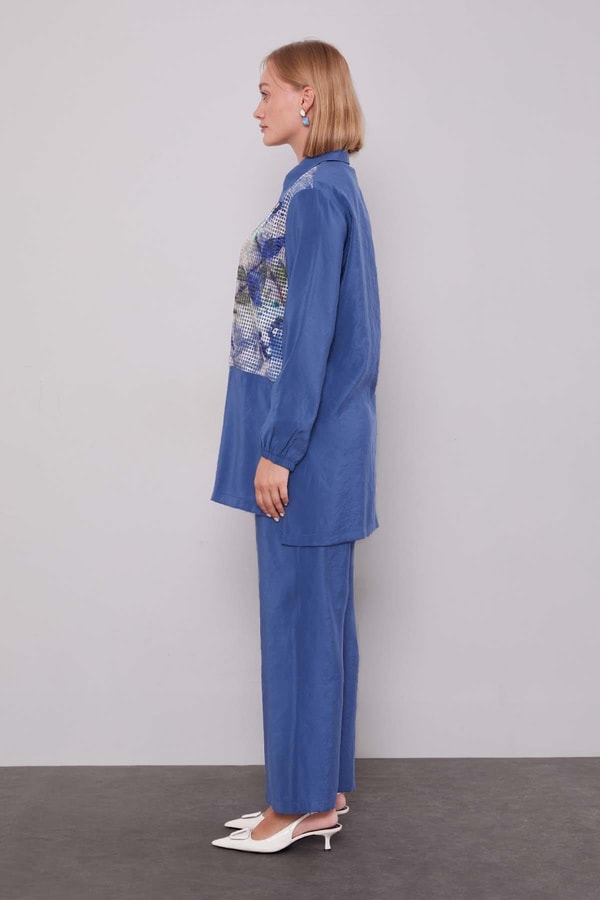 Levidorİndigo File Baskılı İkili Takım