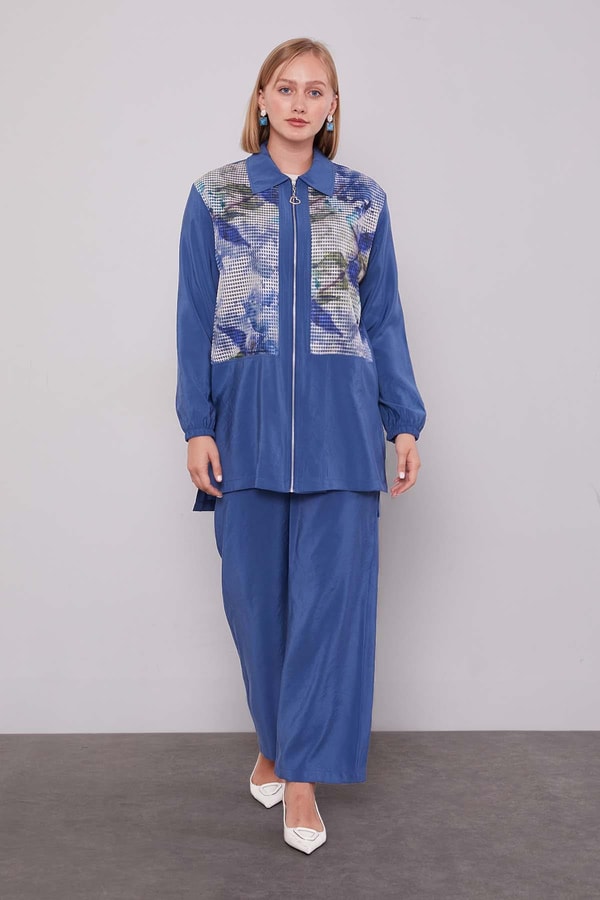 Levidorİndigo File Baskılı İkili Takım