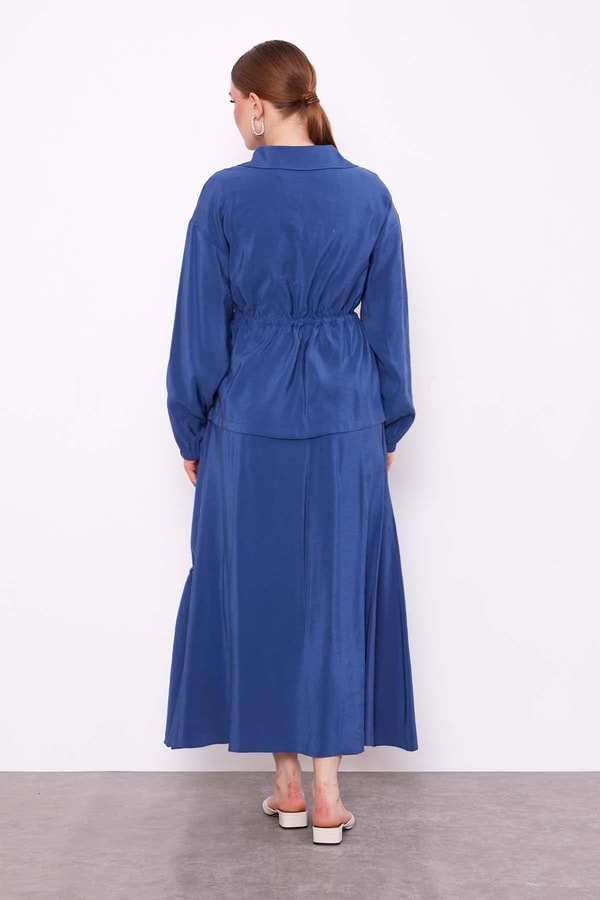 Levidorİndigo Gizli Fermuar Detaylı Etek Takım