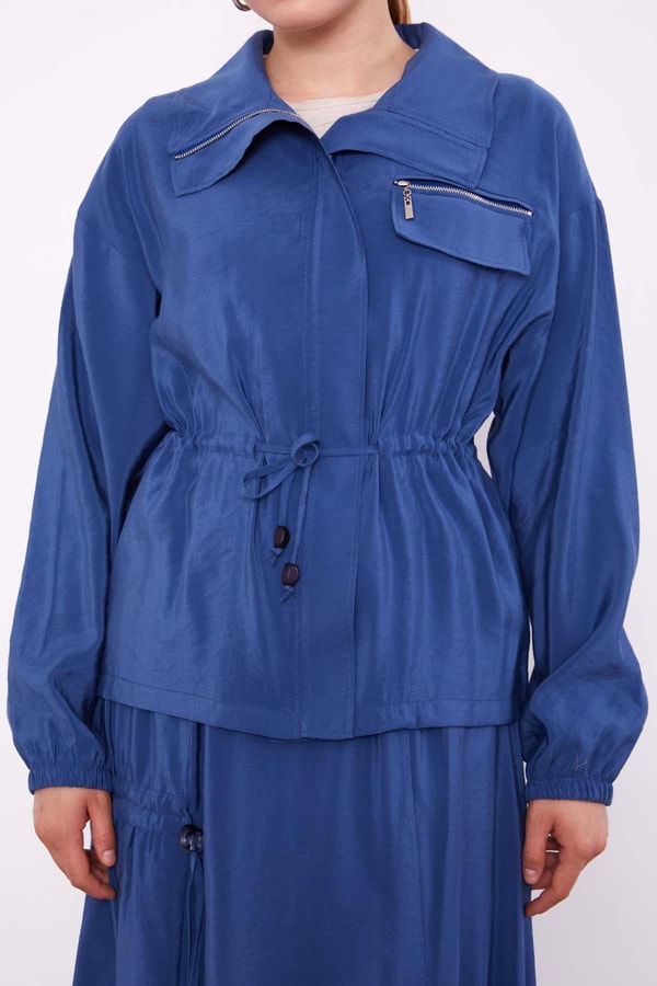 Levidorİndigo Gizli Fermuar Detaylı Etek Takım