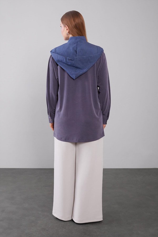 Levidorİndigo Kapüşonlu Çizgi Detay Sweat