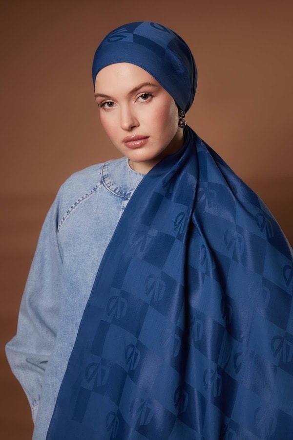 Levidorİndigo Kare LVD Baskılı Naia Jakar Şal
