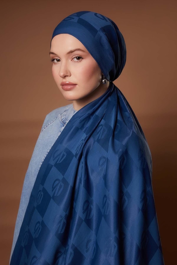 Levidorİndigo Kare LVD Baskılı Naia Jakar Şal