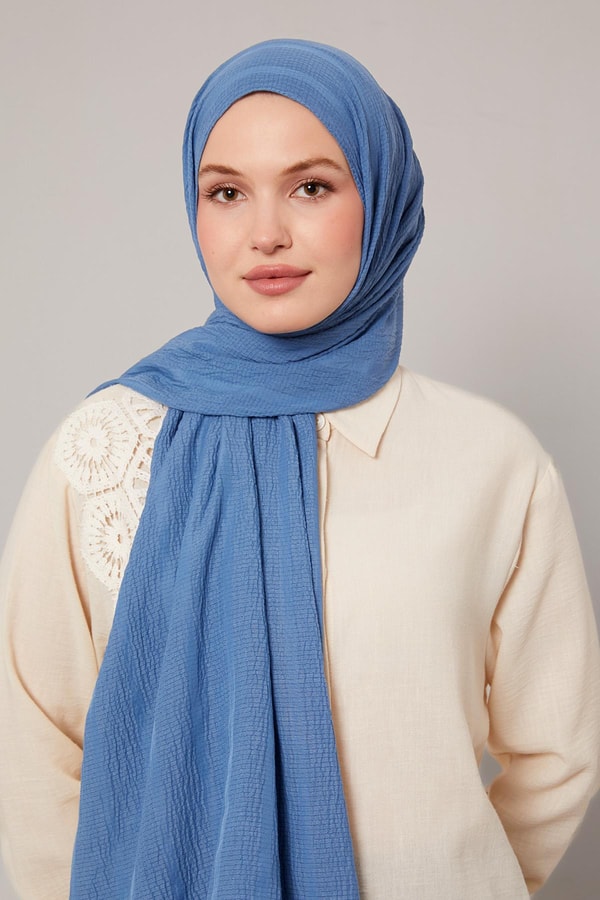 Levidorİndigo Kendinden Dokulu Natural Line Şal