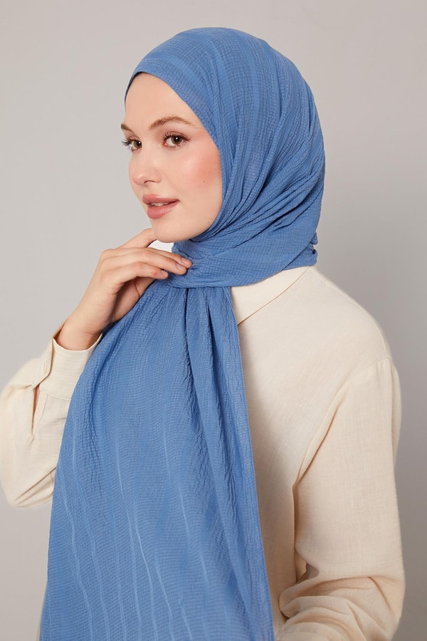 Levidorİndigo Kendinden Dokulu Natural Line Şal