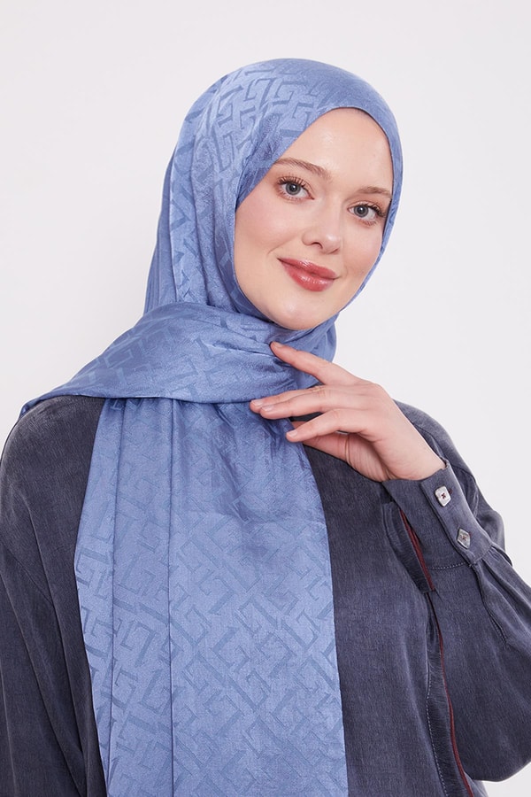 Levidorİndigo L Desen İtalyan Jakar Şal