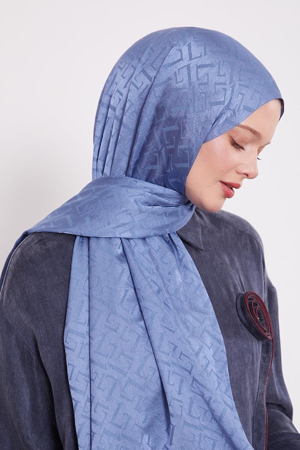 Levidorİndigo L Desen İtalyan Jakar Şal