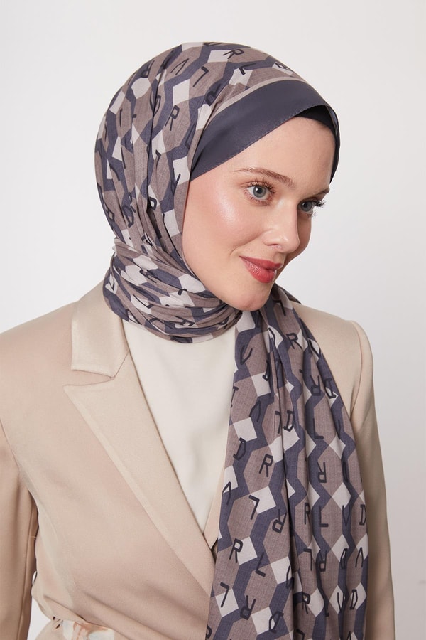 Levidorİndigo Petek Desen Love Şal