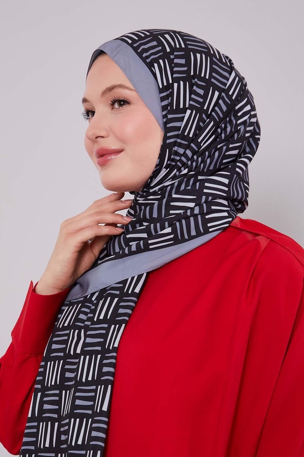 LevidorK.Gri Kare Çizgi Desen Club Şal