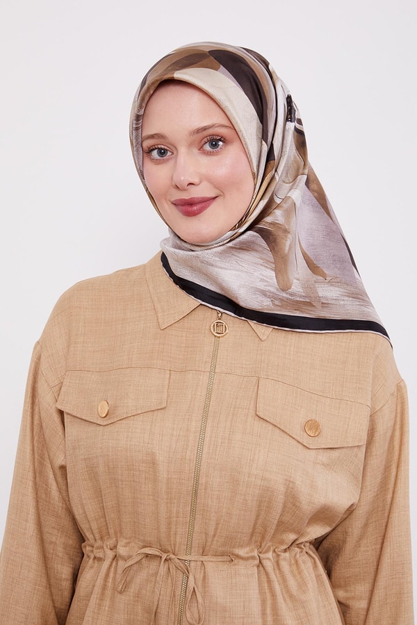 LevidorK.Vizon Menekşe Desen Twill İpek Eşarp