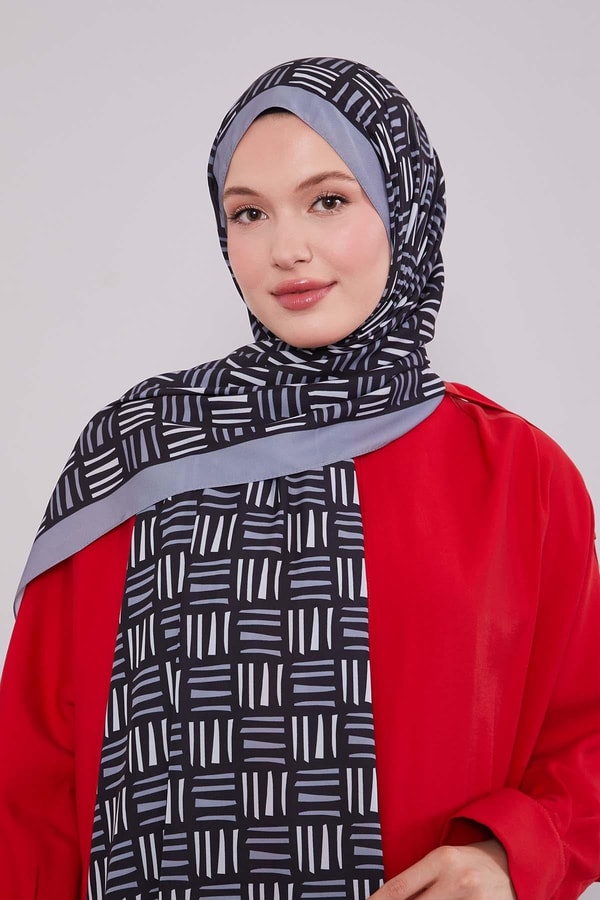 LevidorK.Gri Kare Çizgi Desen Club Şal