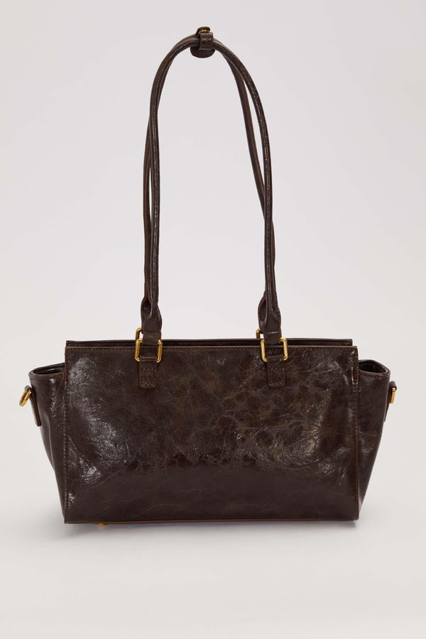 LevidorK.Bordo Çapraz Fermuar Detaylı Omuz Çantası