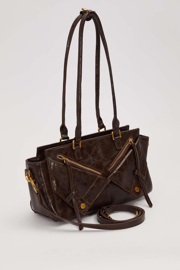 LevidorK.Bordo Çapraz Fermuar Detaylı Omuz Çantası