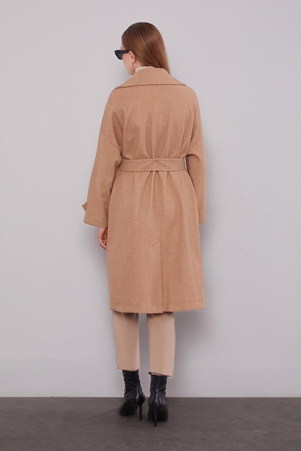 LevidorK.Bej Kruvaze Yaka Kaşe Kaban