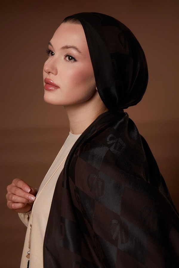 LevidorK.Kahve Kare LVD Baskılı Naia Jakar Şal