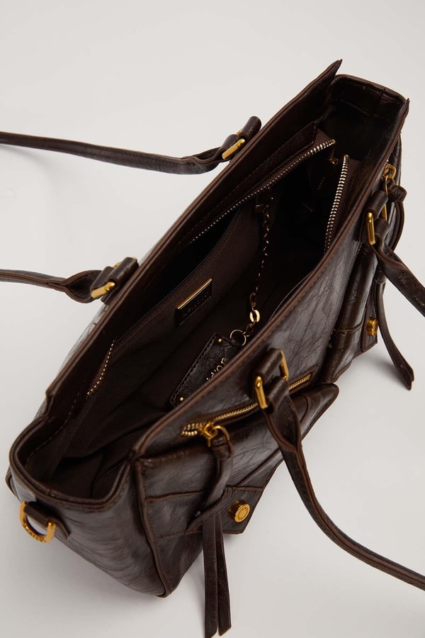 LevidorK.Bordo Çapraz Fermuar Detaylı Omuz Çantası