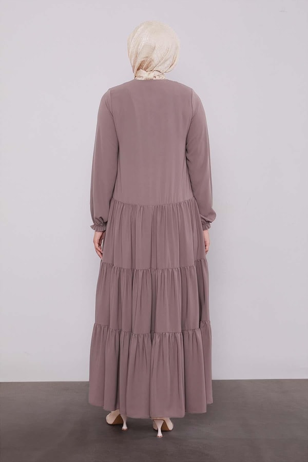 LevidorK.Vizon Katlı Büzgü Detay Ferace