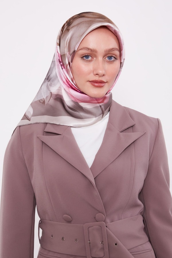 LevidorK.Vizon Soft Çiçek Desen Sura İpek Eşarp