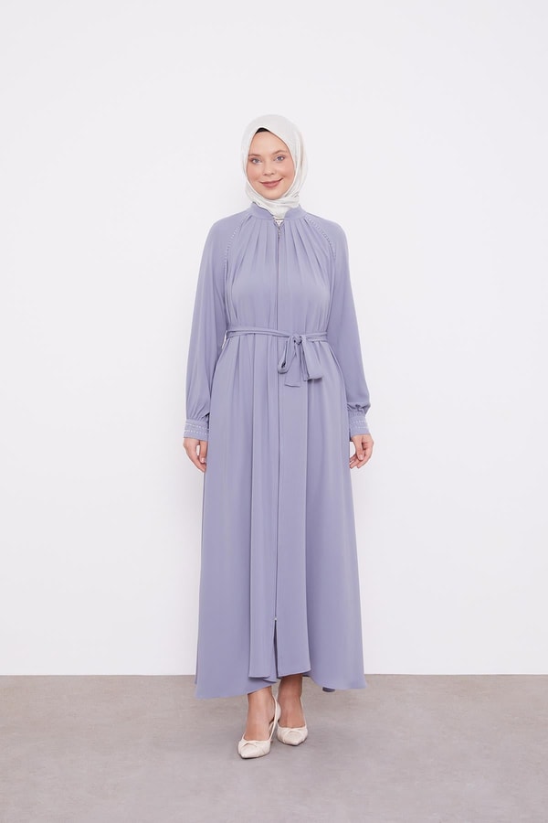 LevidorK.Gri Omuz Taş Detay Ferace