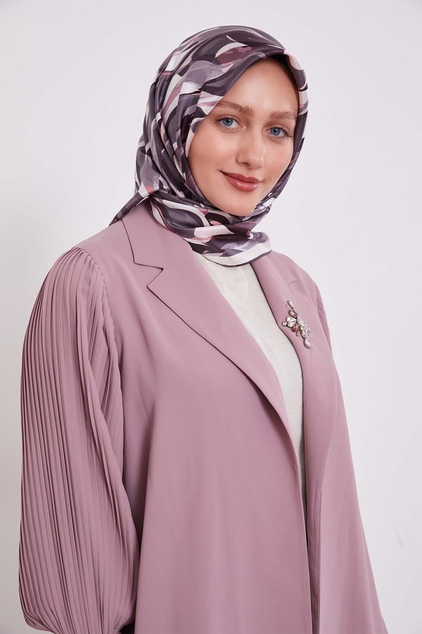 LevidorK.Mor Ebruli Desen Twill İpek Eşarp