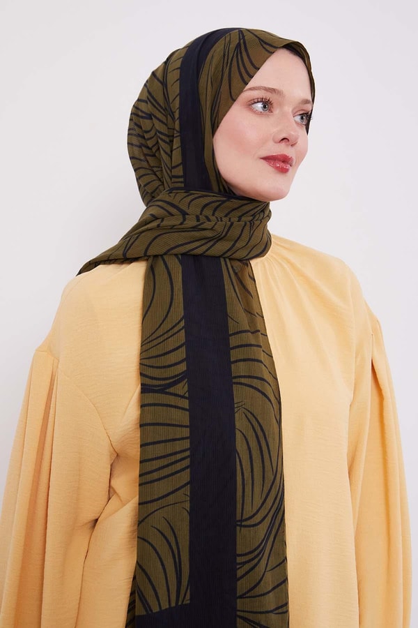 LevidorK.Yeşil Tropikal Pamuklu Şal