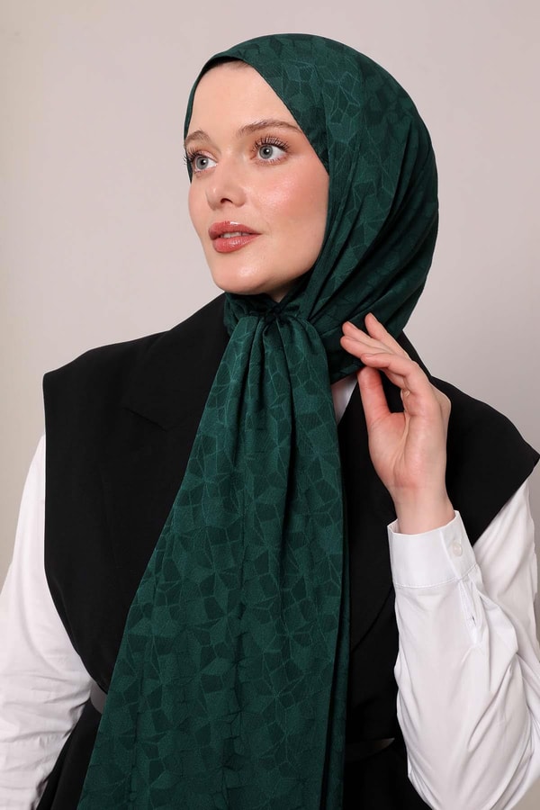 LevidorK.Yeşil Kristal Desen Jakar Capri Şal