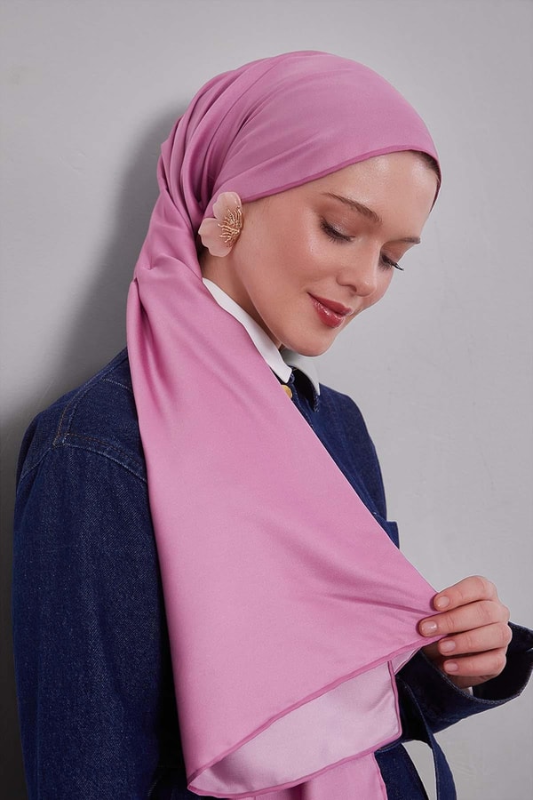 LevidorK.Pembe Düz Renk Trend Twill Eşarp