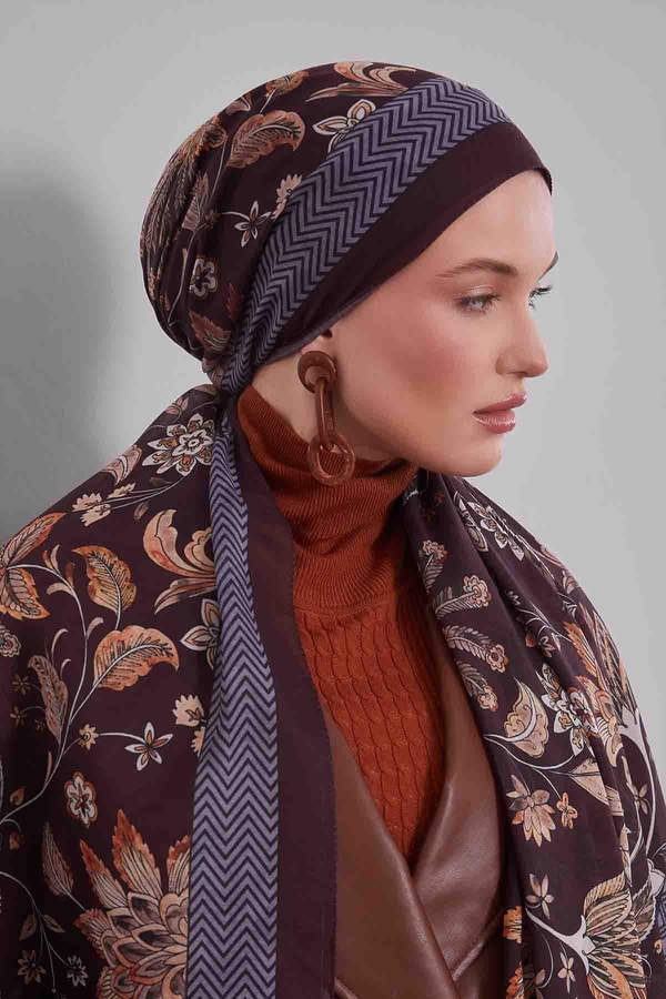 LevidorK.Kahve Lale Desen Sport Şal