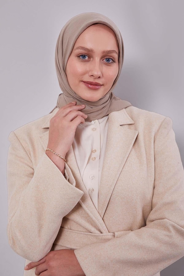 LevidorK.Bej Pamuklu Cazz Kare Eşarp