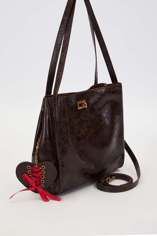 LevidorK.Bordo Örgü Aksesuar Detaylı Omuz Çantası