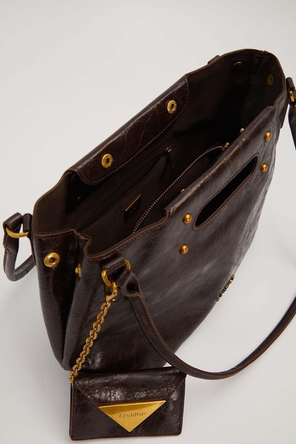 LevidorK.Bordo Zarf Charm Detaylı Omuz Çantası