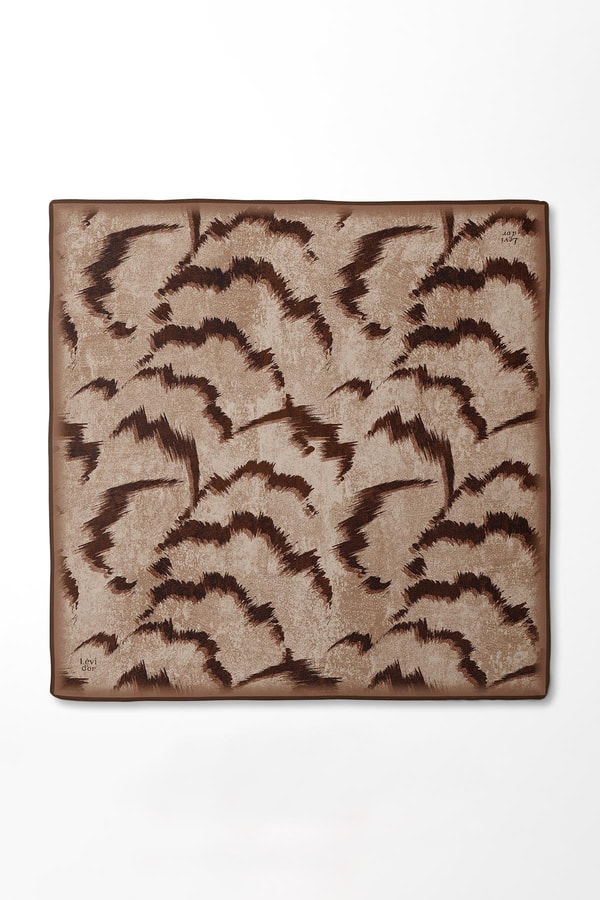 LevidorK.Kahve Zigzag Spor Desen Twill İpek Eşarp