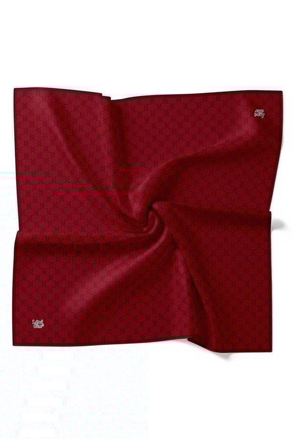 LevidorK.Bordo Petek Desen Twill İpek Eşarp